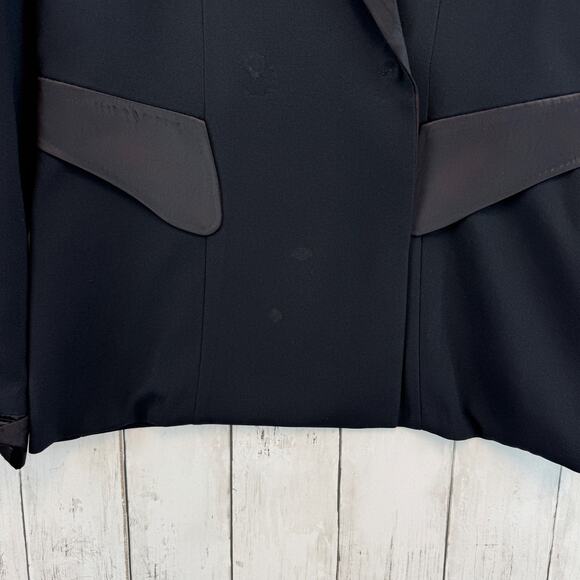VTG Cache Black Satin Lapel Backless Tuxedo Jacket Blazer Top Size Medium - Picture 5 of 16